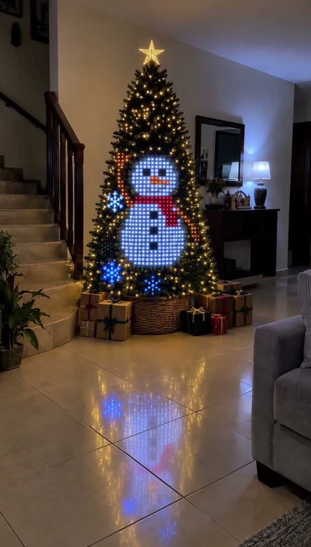 Diseño de muñeco de nieve en luces Lumitree